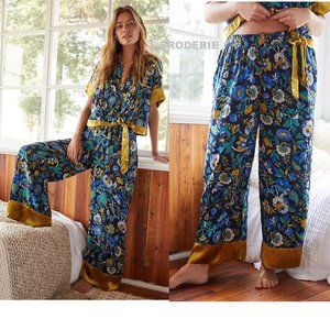 Anthropologie Clara Velvet-Trimmed Pants